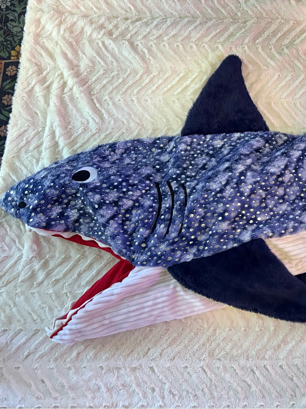 Tommy Bahama Shark Snuggle Tail Wearable Blanket Blue Sparkle